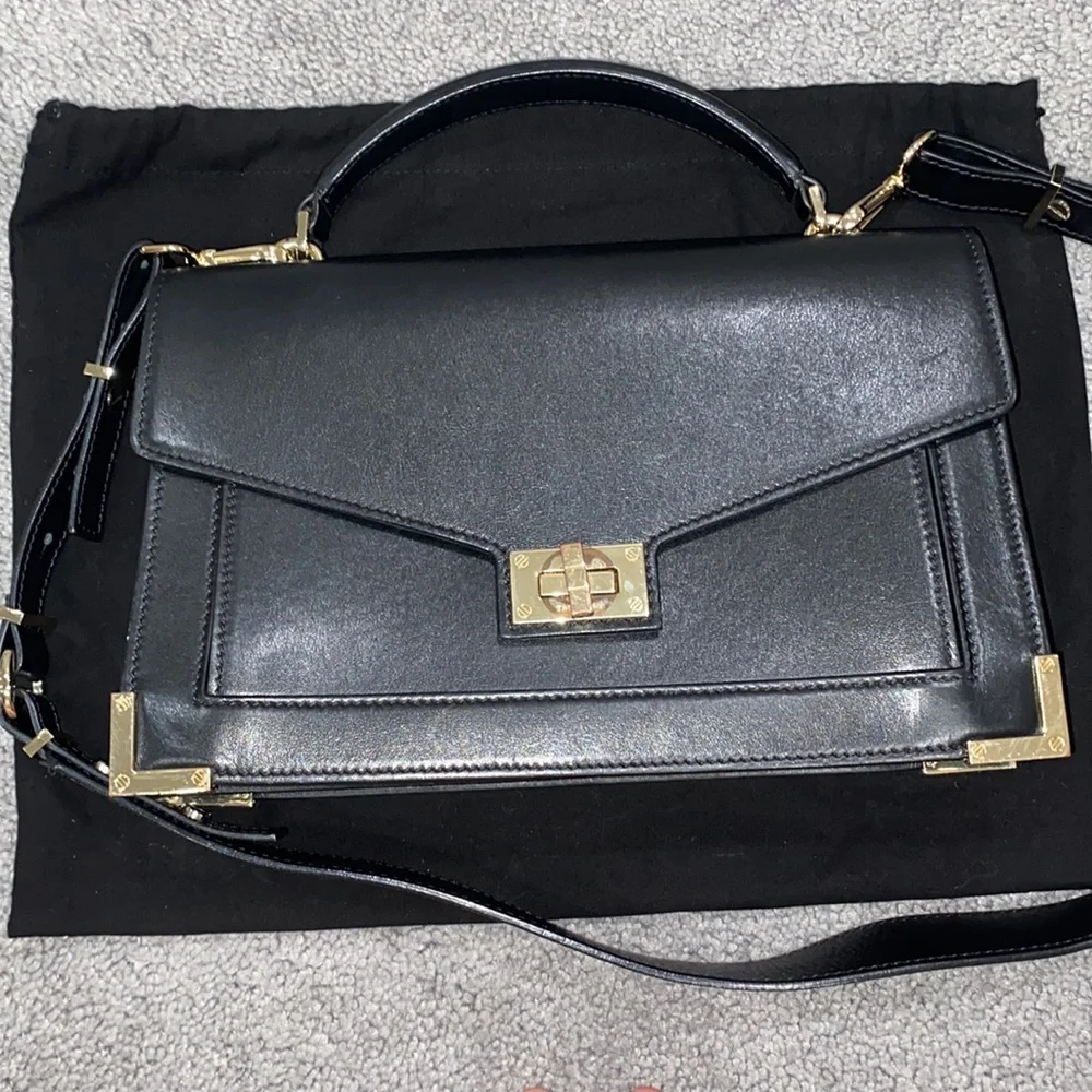 The Kooples medium black leather Emily Bag - Picture 3 of 17